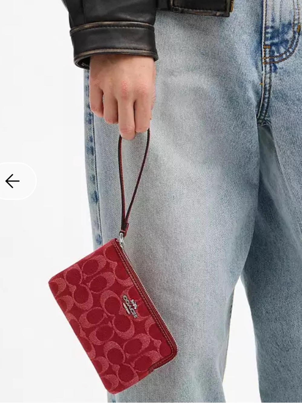 Coach Red Signature Jacquard Wristlet